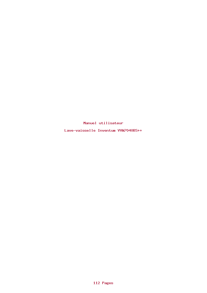 Page 1 de la notice Manuel utilisateur Inventum VVW7040BS++