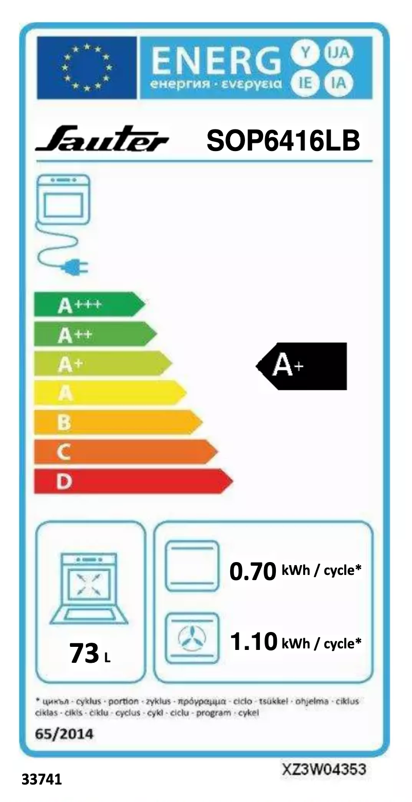 Page 1 of the manual Energy Label Sauter SOP6416LB