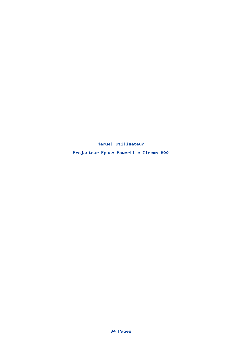 Page 1 de la notice Manuel utilisateur Epson PowerLite Cinema 500