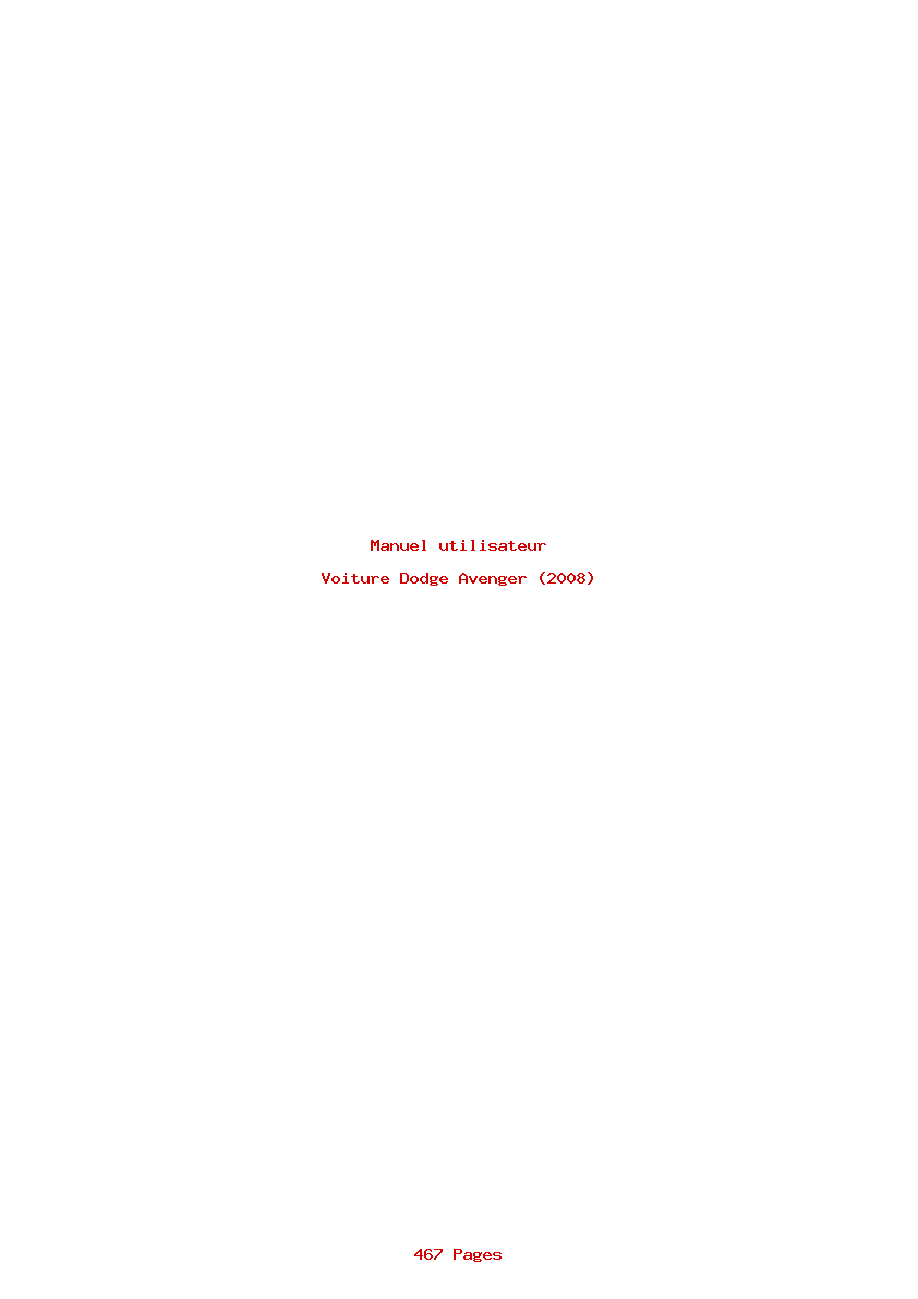 Page 1 de la notice Manuel utilisateur Dodge Avenger (2008)