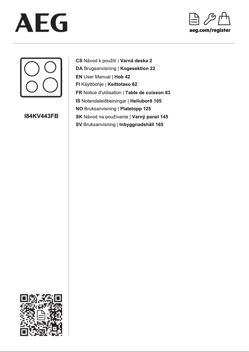 Page 1 de la notice Manuel utilisateur AEG I84KV443FB