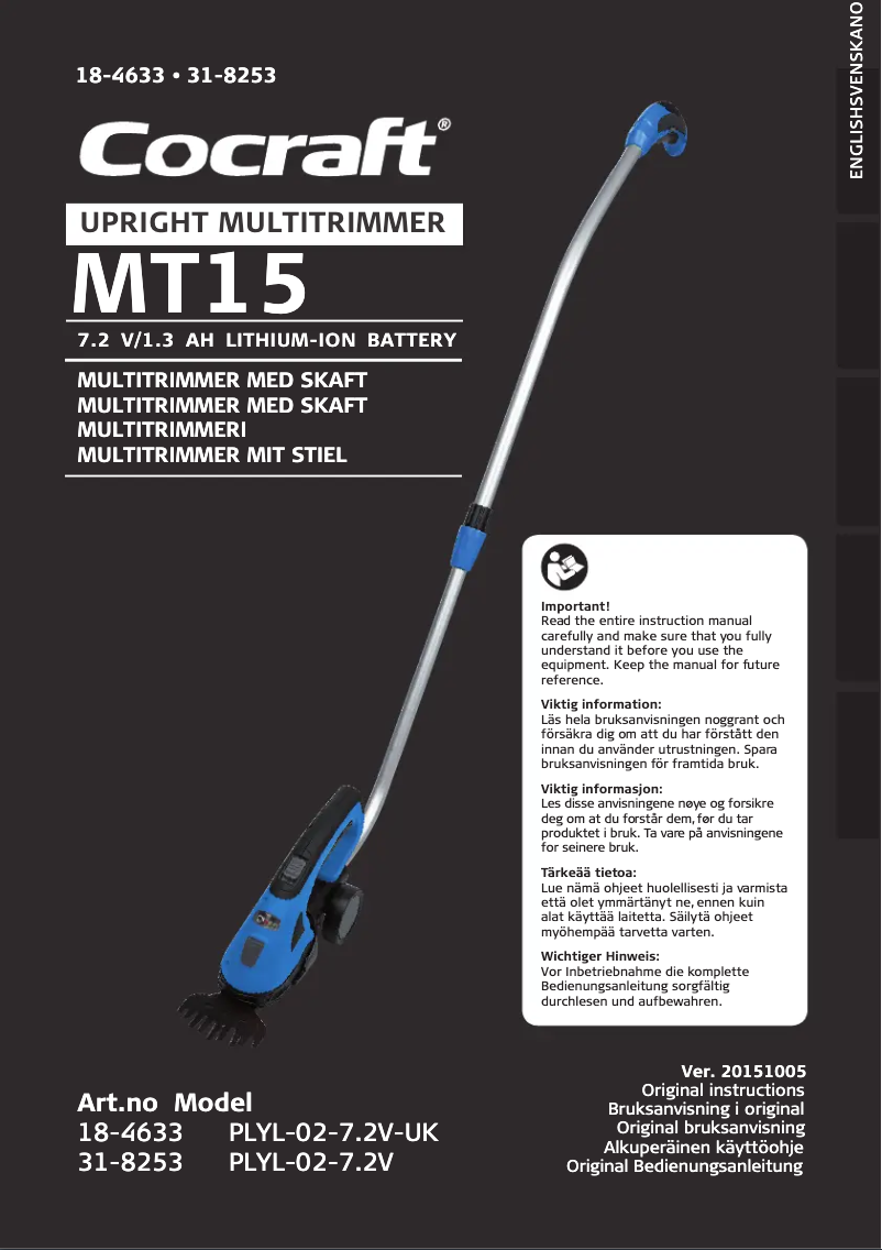 Page 1 of the manual User Manual Cocraft MT15