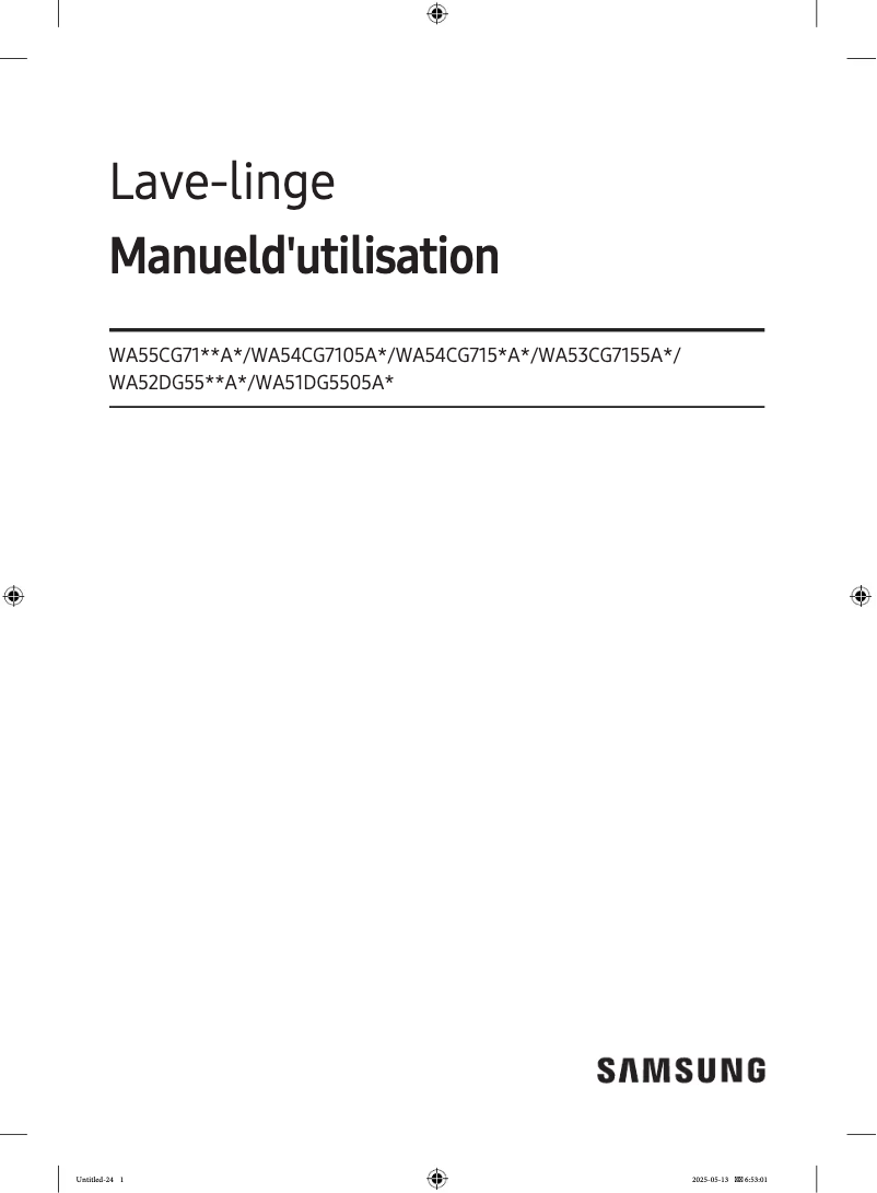Page 1 de la notice Manuel utilisateur Samsung WA51DG5505AV