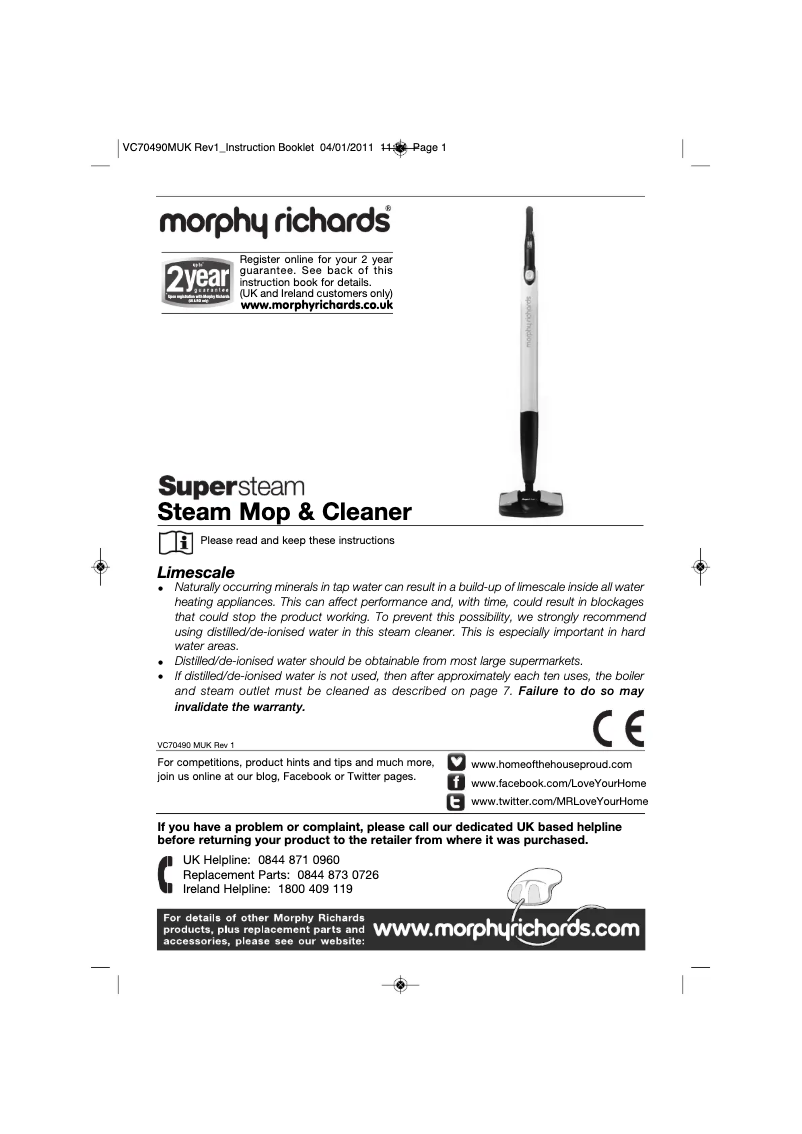 Página 1 del manual Manual de usuario Morphy Richards 70490