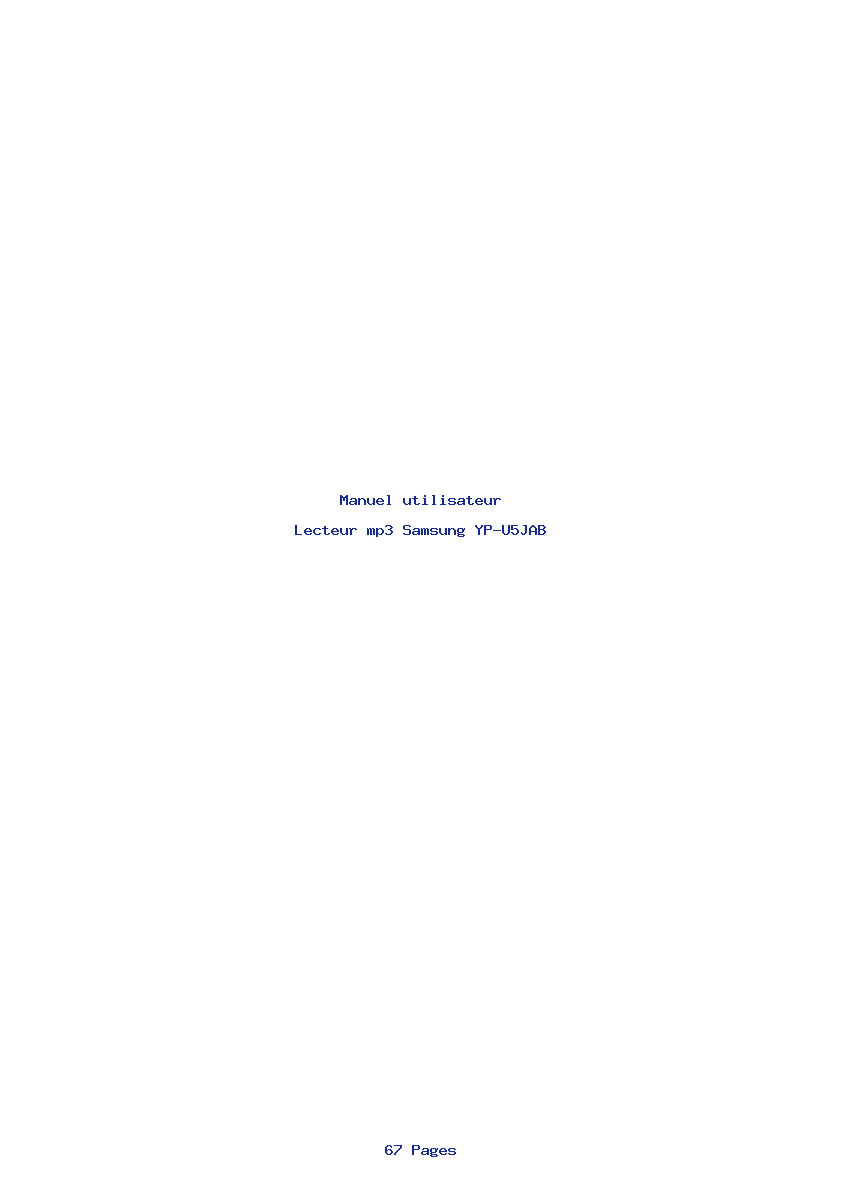 Page 1 de la notice Manuel utilisateur Samsung YP-U5JAB