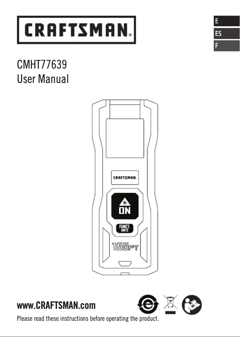 Page 1 de la notice Manuel utilisateur Craftsman CMHT77639