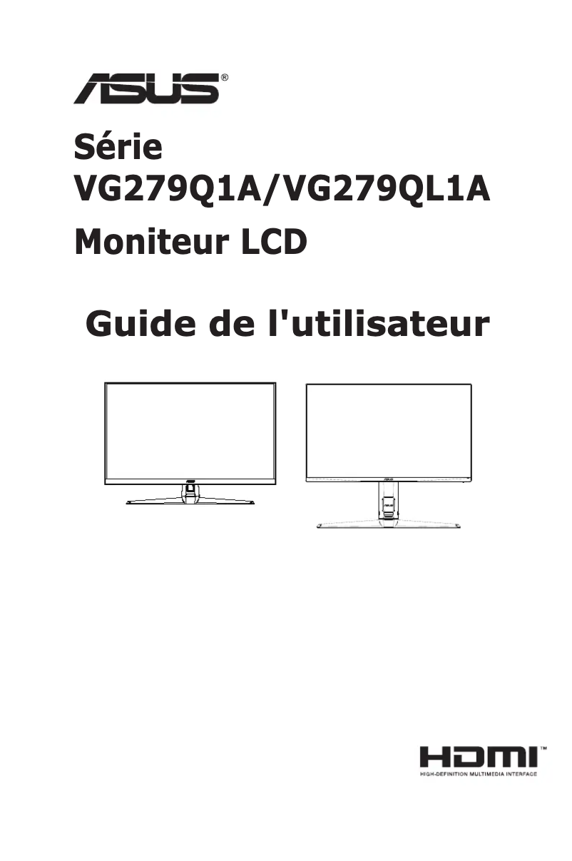 Page 1 de la notice Manuel utilisateur Asus TUF Gaming VG279QL1A