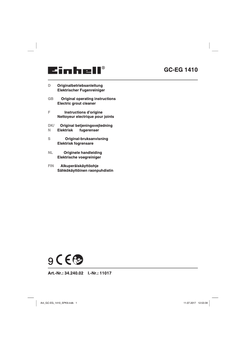 Page 1 de la notice Manuel utilisateur Einhell GC-EG 1410