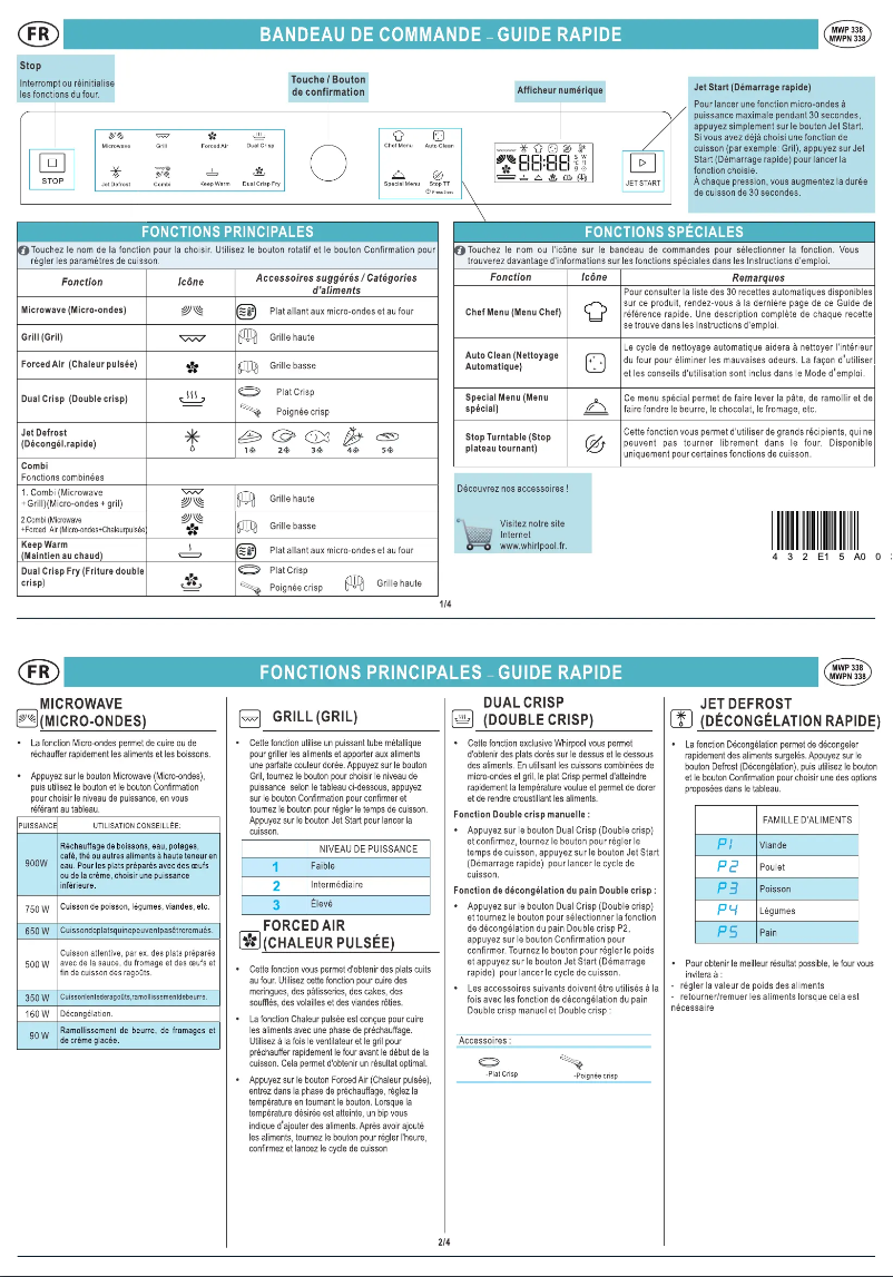 Página 1 del manual Manual de usuario Whirlpool Supreme Chef MWP 338