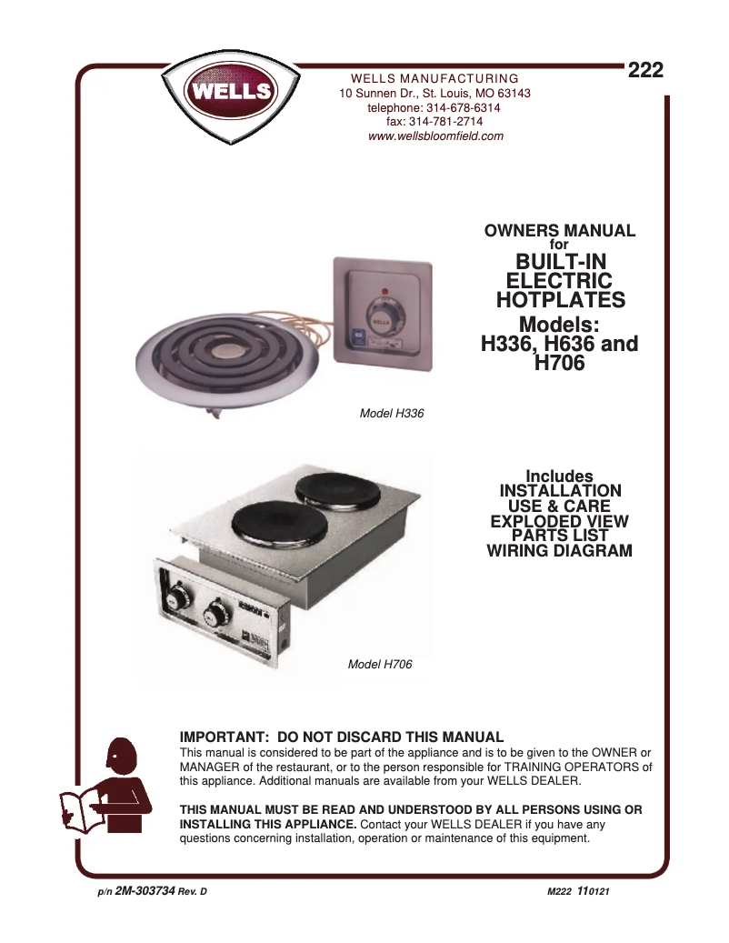 Page 1 de la notice Manuel utilisateur Wells H636