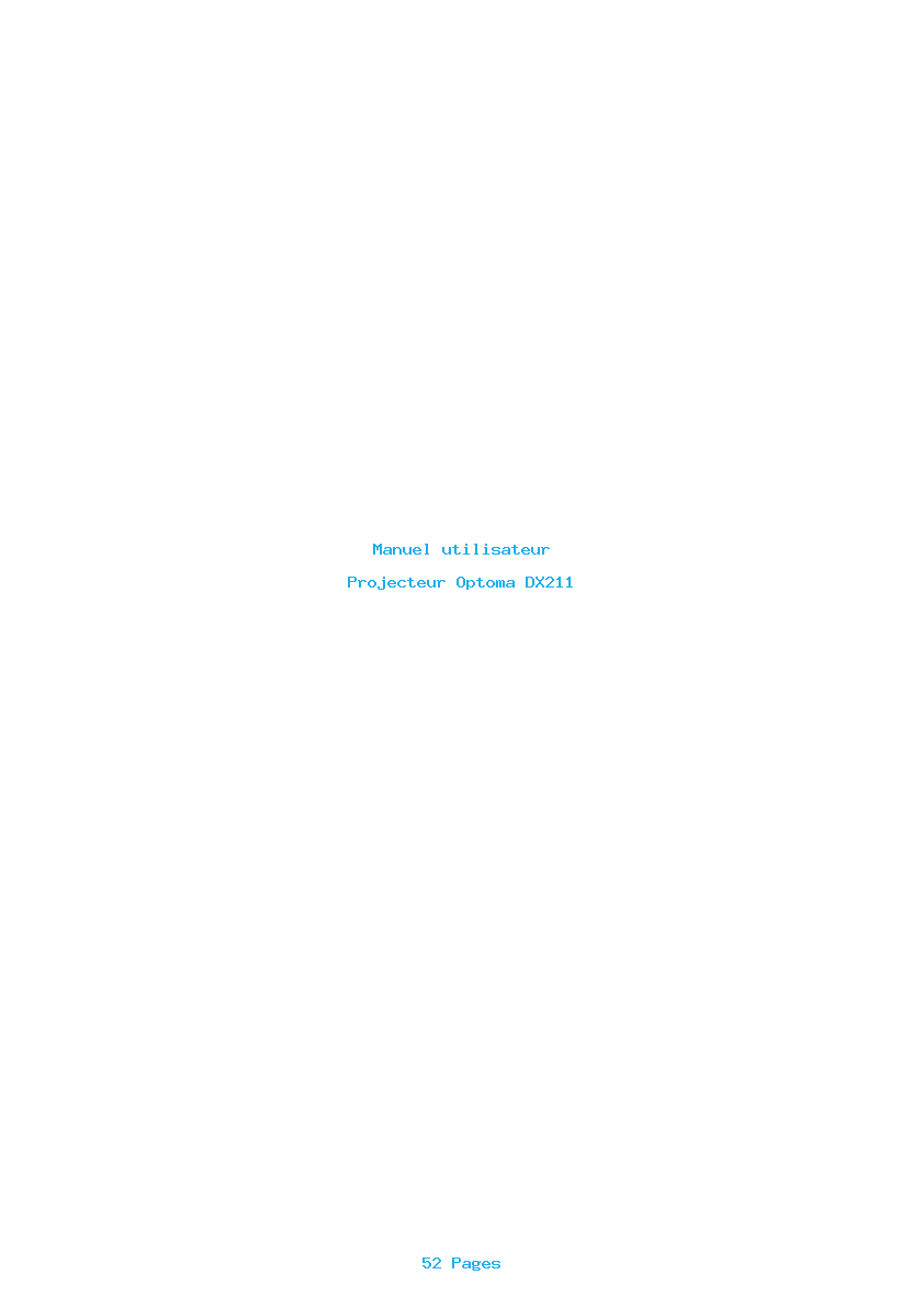Page 1 de la notice Manuel utilisateur Optoma DX211