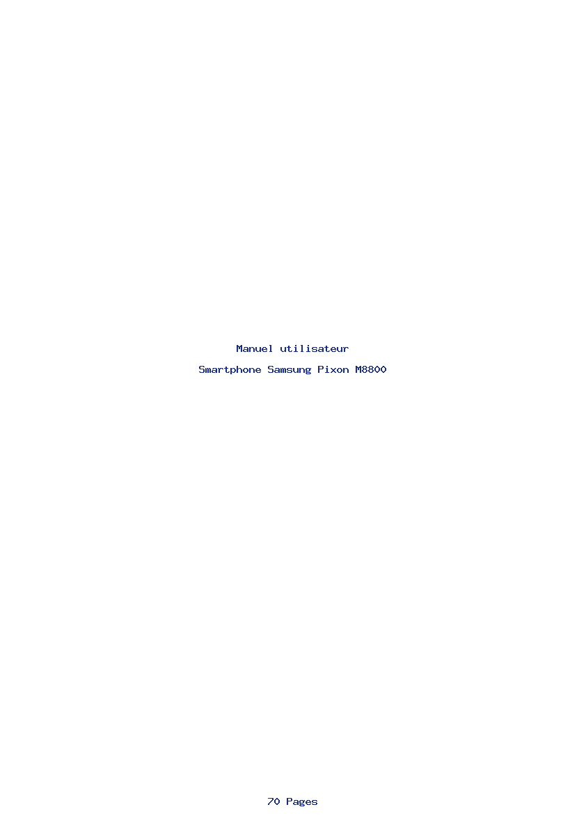 Page 1 de la notice Manuel utilisateur Samsung Pixon M8800