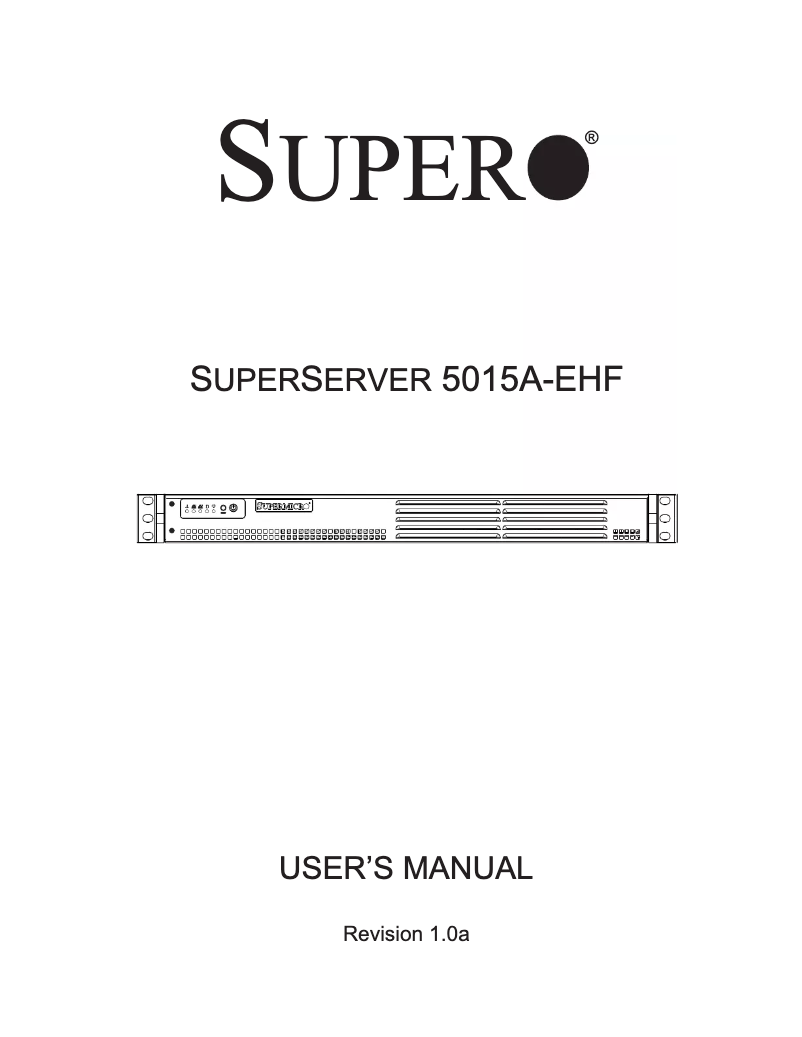Page 1 of the manual User Manual Supermicro SuperServer 5015A-EHF