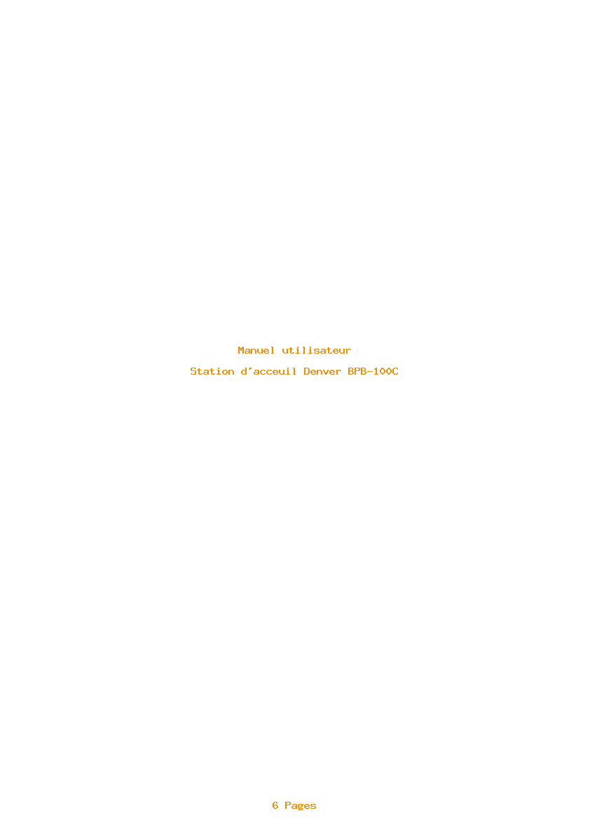 Page 1 de la notice Manuel utilisateur Denver BPB-100C