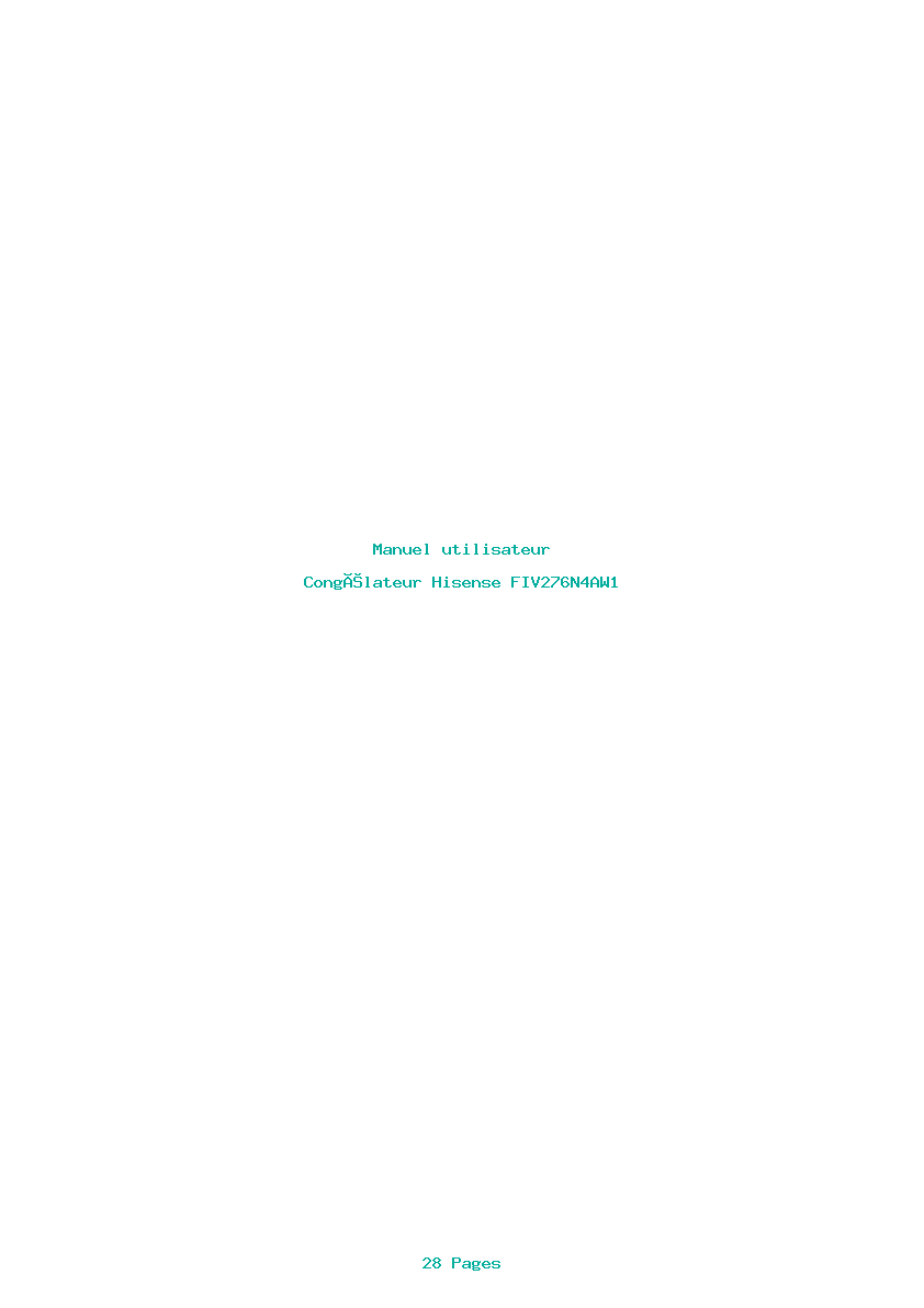 Page 1 de la notice Manuel utilisateur Hisense FIV276N4AW1