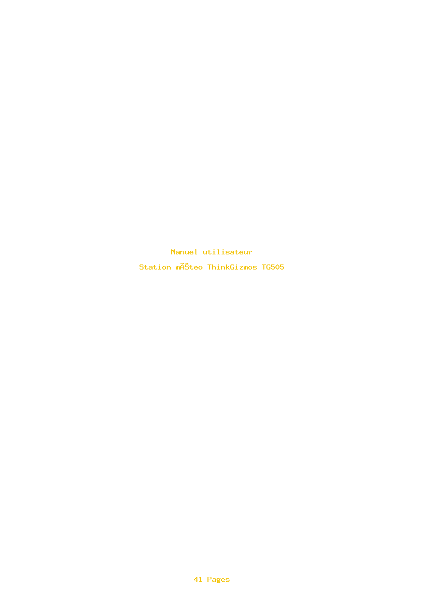 Page 1 de la notice Manuel utilisateur ThinkGizmos TG505