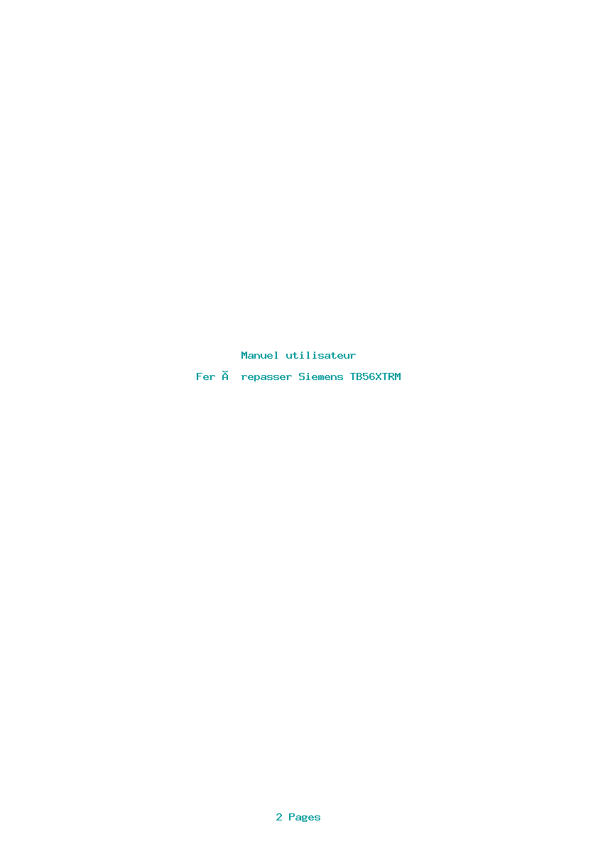 Page 1 de la notice Manuel utilisateur Siemens TB56XTRM
