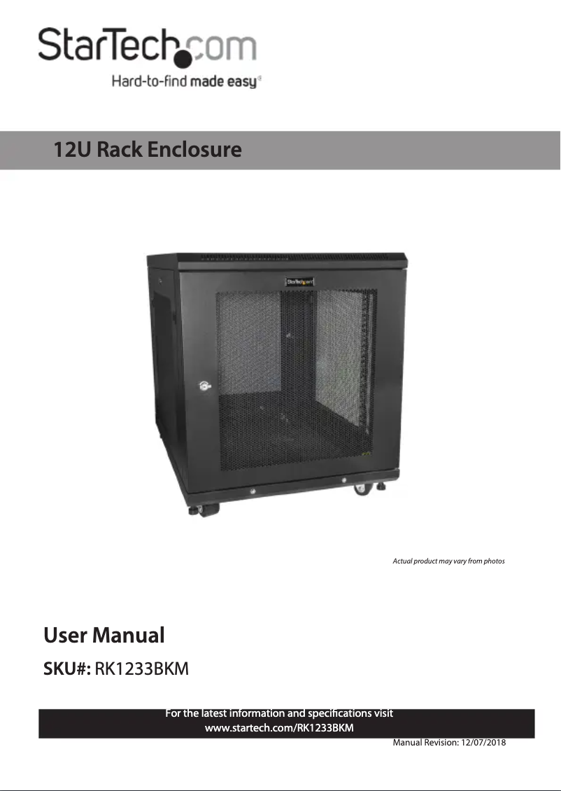 Page 1 de la notice Manuel utilisateur StarTech.com RKQMCAB12V2