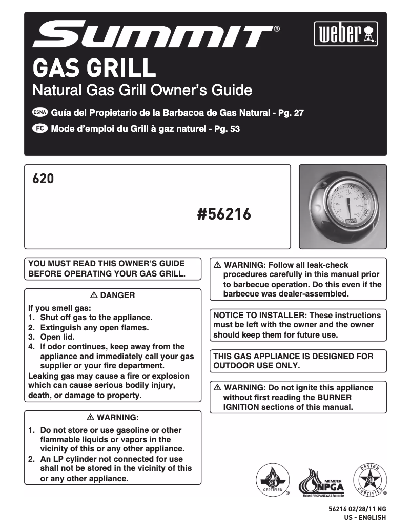 Page 1 de la notice Instructions / montage Weber Summit S-620