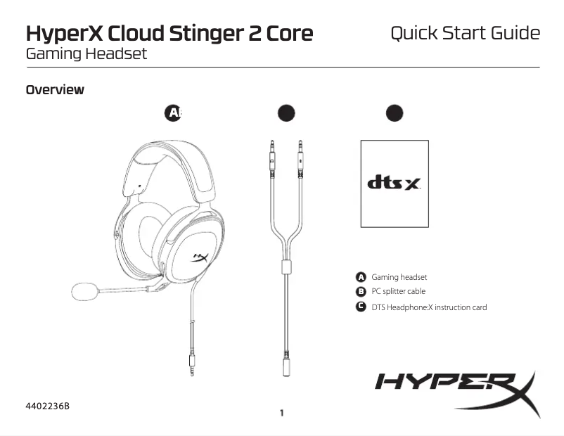 Página 1 del manual Manual de usuario HyperX Cloud Stinger 2 Core
