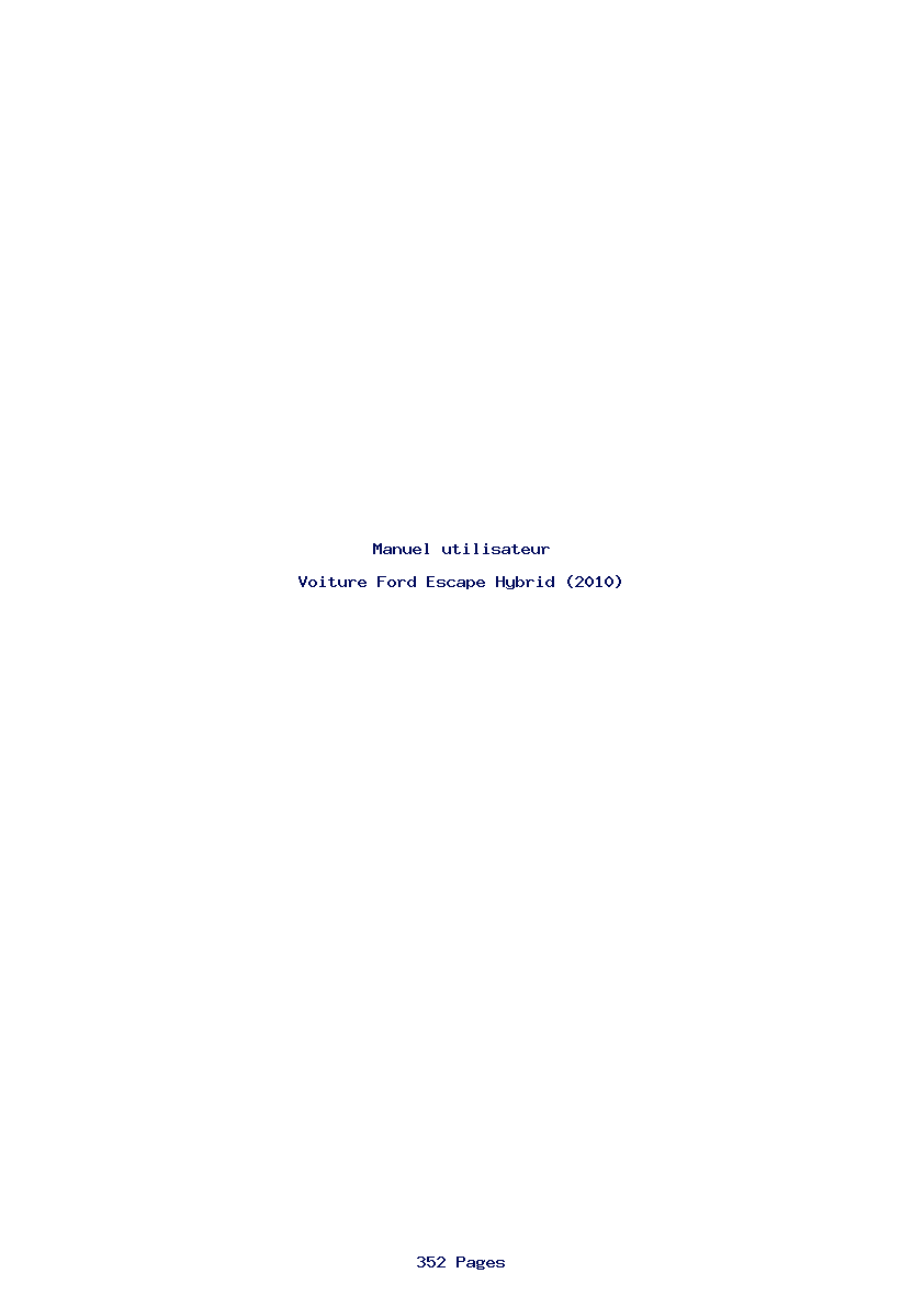Page 1 de la notice Manuel utilisateur Ford Escape Hybrid (2010)