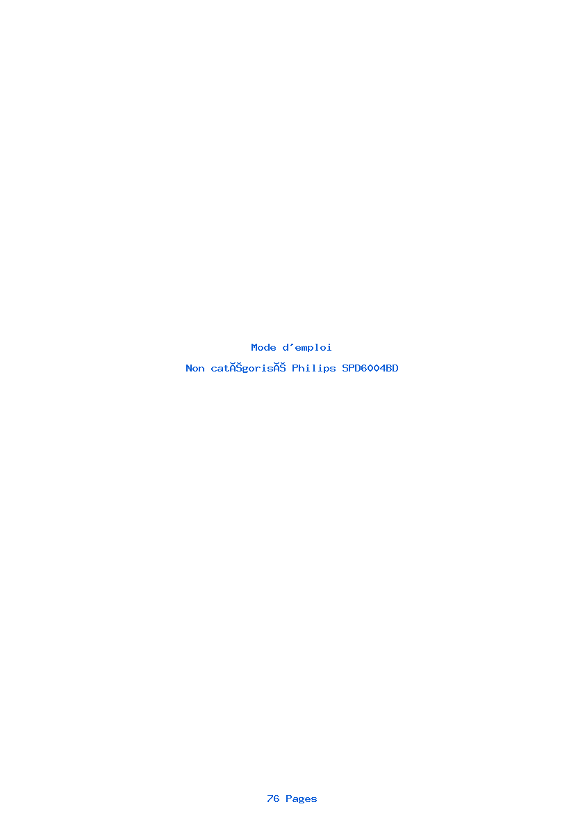 Page 1 de la notice Mode d'emploi Philips SPD6004BD