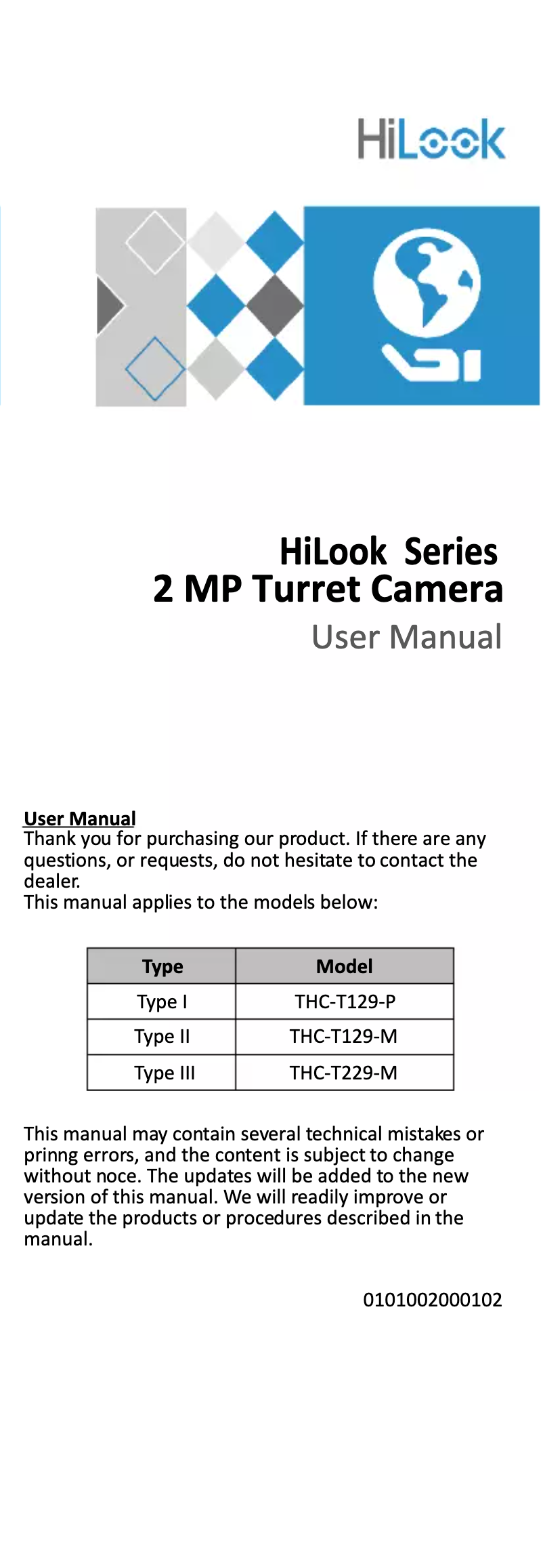 Page 1 de la notice Manuel utilisateur HiLook THC-T129-P