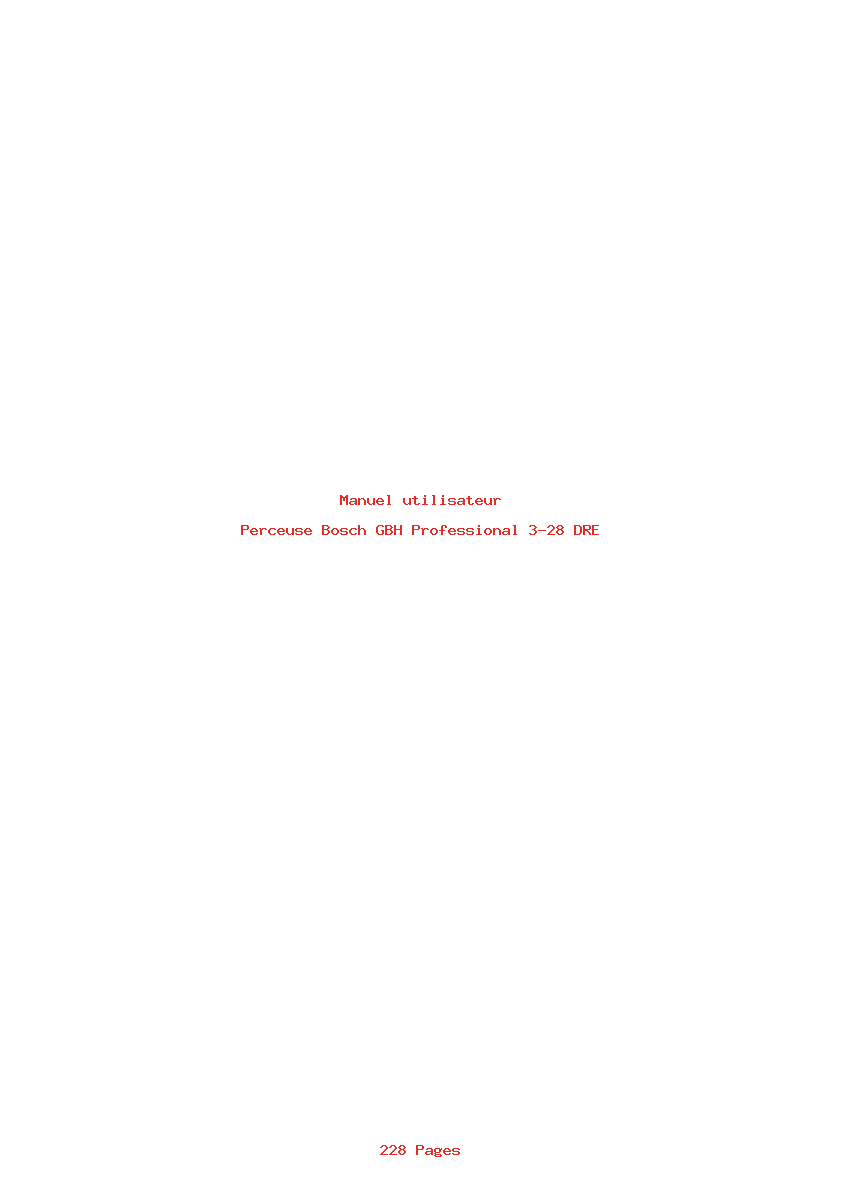 Page 1 de la notice Manuel utilisateur Bosch GBH Professional 3-28 DRE