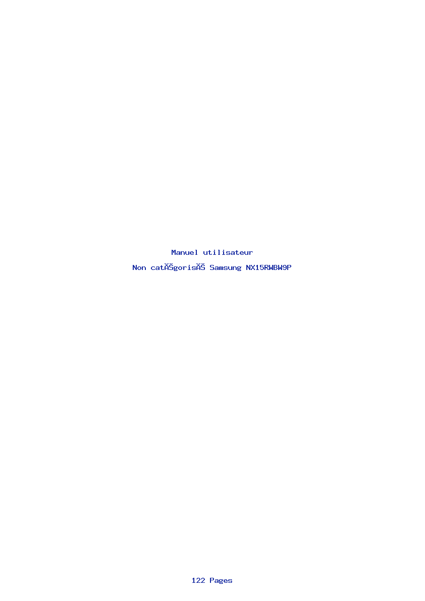 Page 1 de la notice Manuel utilisateur Samsung NX15RWBW9P