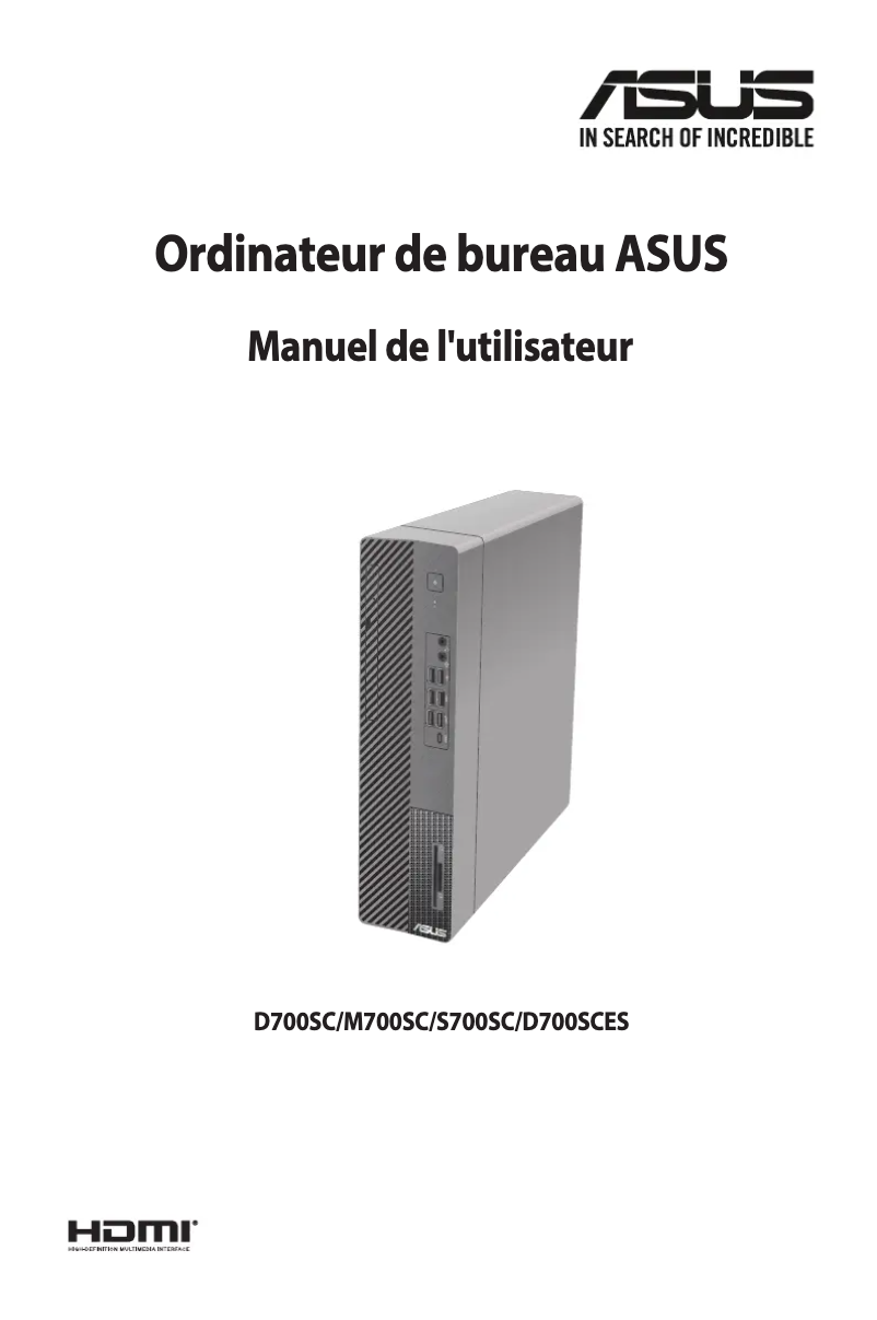 Page 1 de la notice Manuel utilisateur Asus D700SC