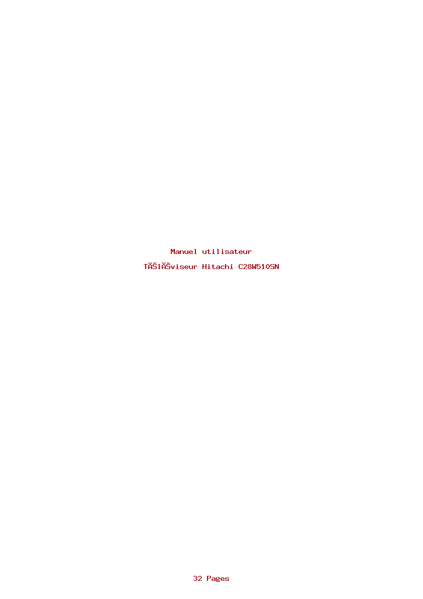 Page 1 de la notice Manuel utilisateur Hitachi C28W510SN