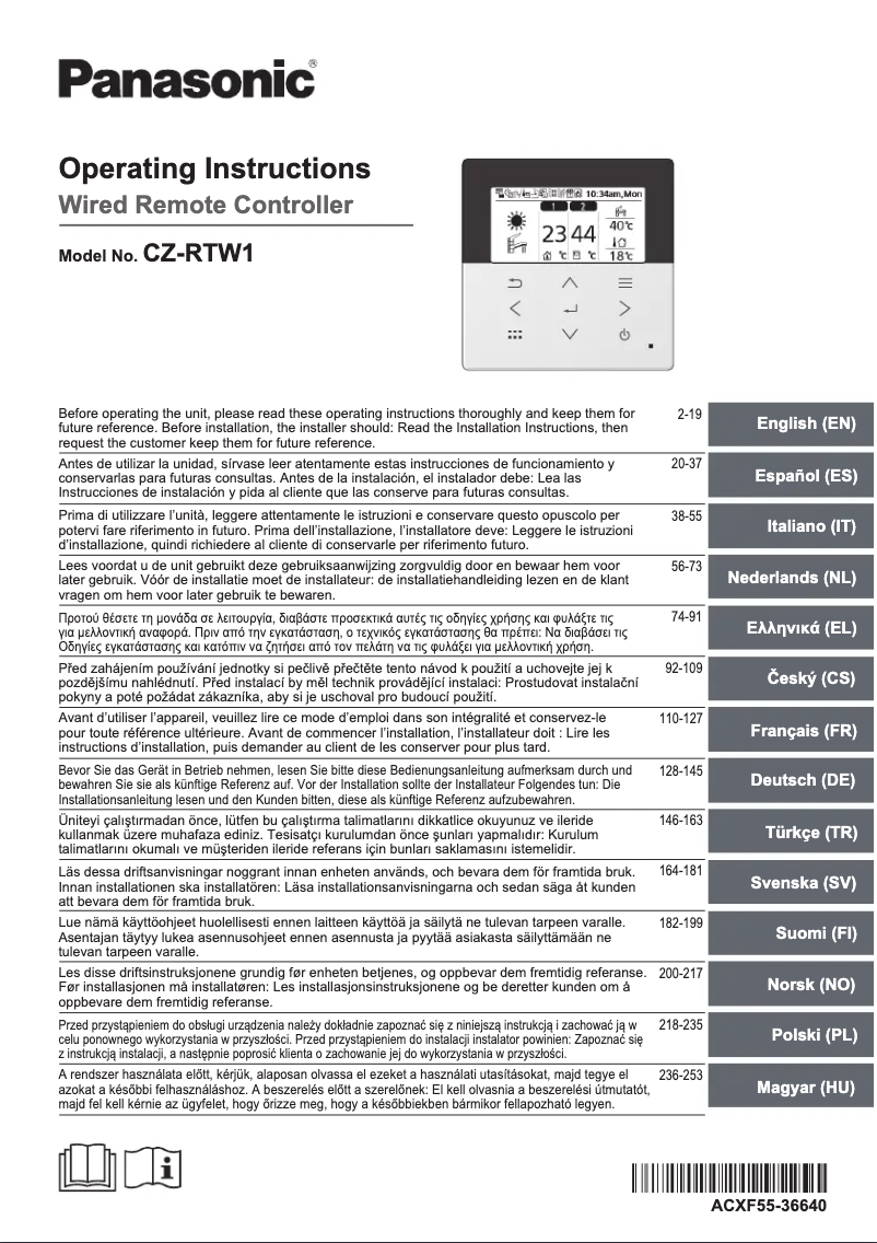 Página 1 del manual Manual de usuario Panasonic CZ-RTW1
