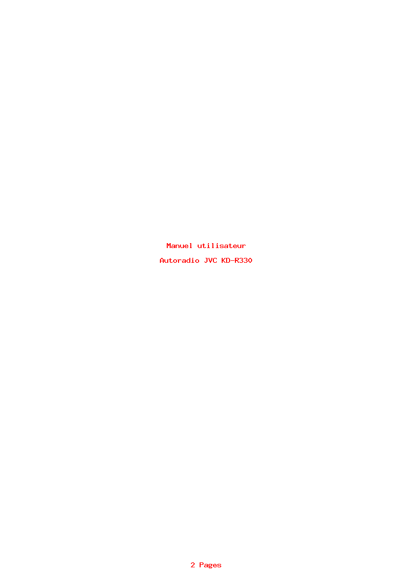Page 1 de la notice Manuel utilisateur JVC KD-R330