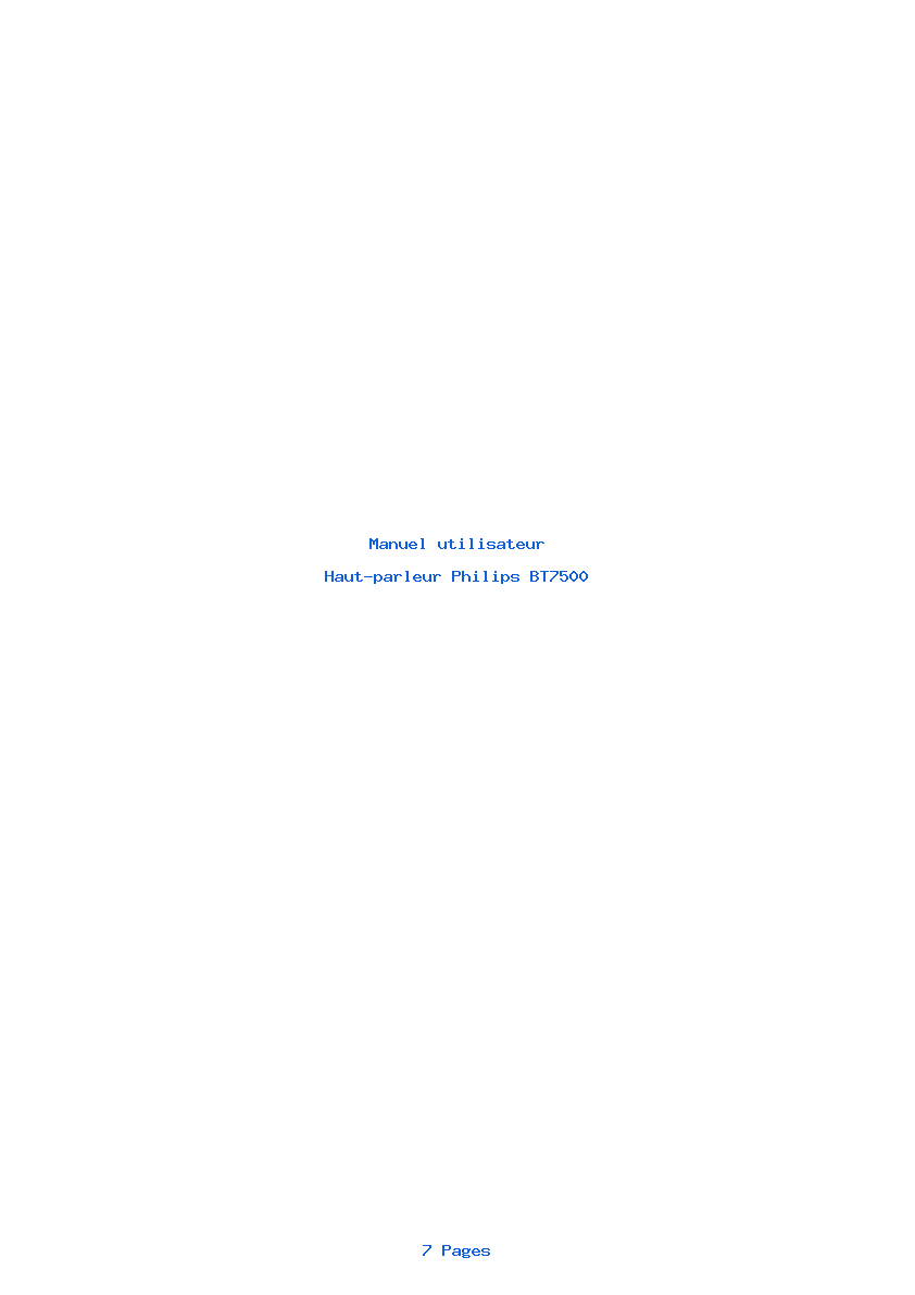 Page 1 de la notice Manuel utilisateur Philips BT7500