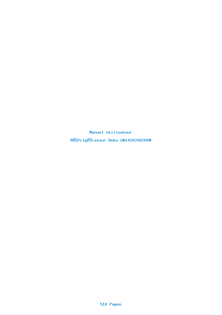 Page 1 de la notice Manuel utilisateur Beko GN1426240ZDXN