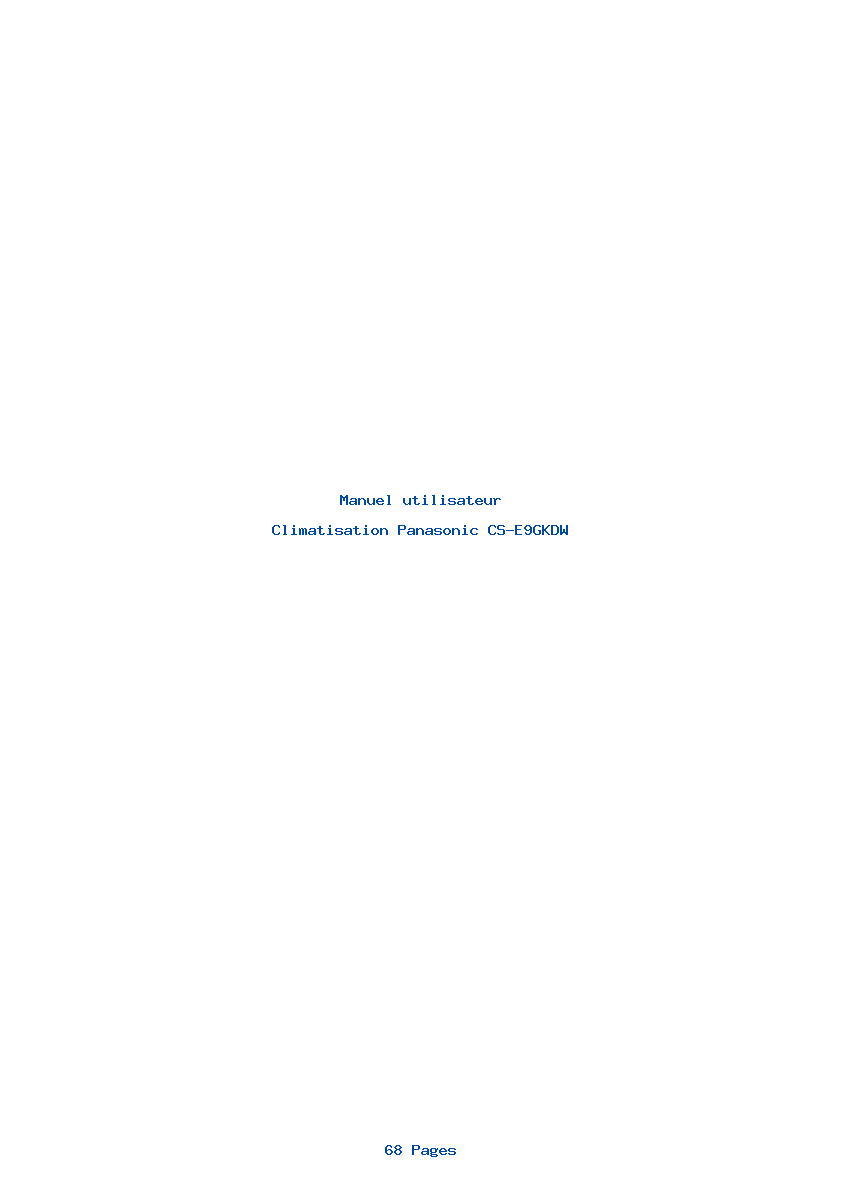 Page 1 de la notice Manuel utilisateur Panasonic CS-E9GKDW