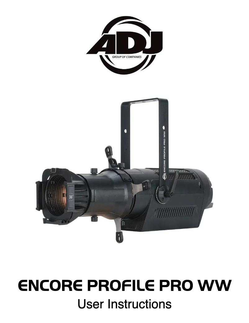 Page 1 de la notice Manuel utilisateur Adj Encore Profile Pro WW