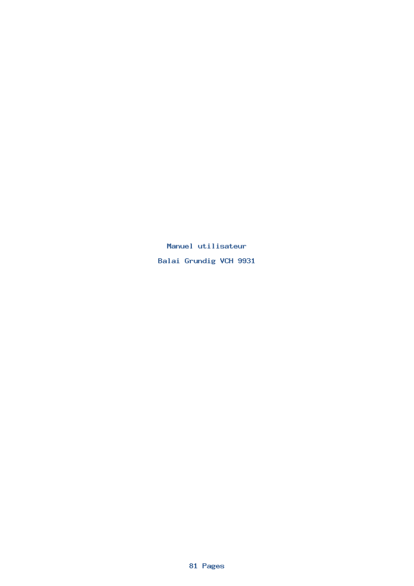 Page 1 de la notice Manuel utilisateur Grundig VCH 9931