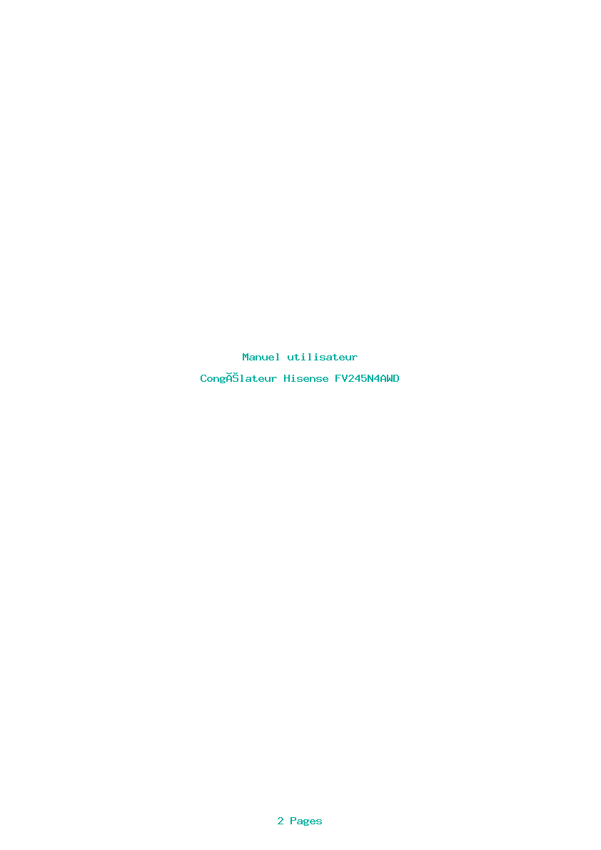 Page 1 de la notice Manuel utilisateur Hisense FV245N4AWD