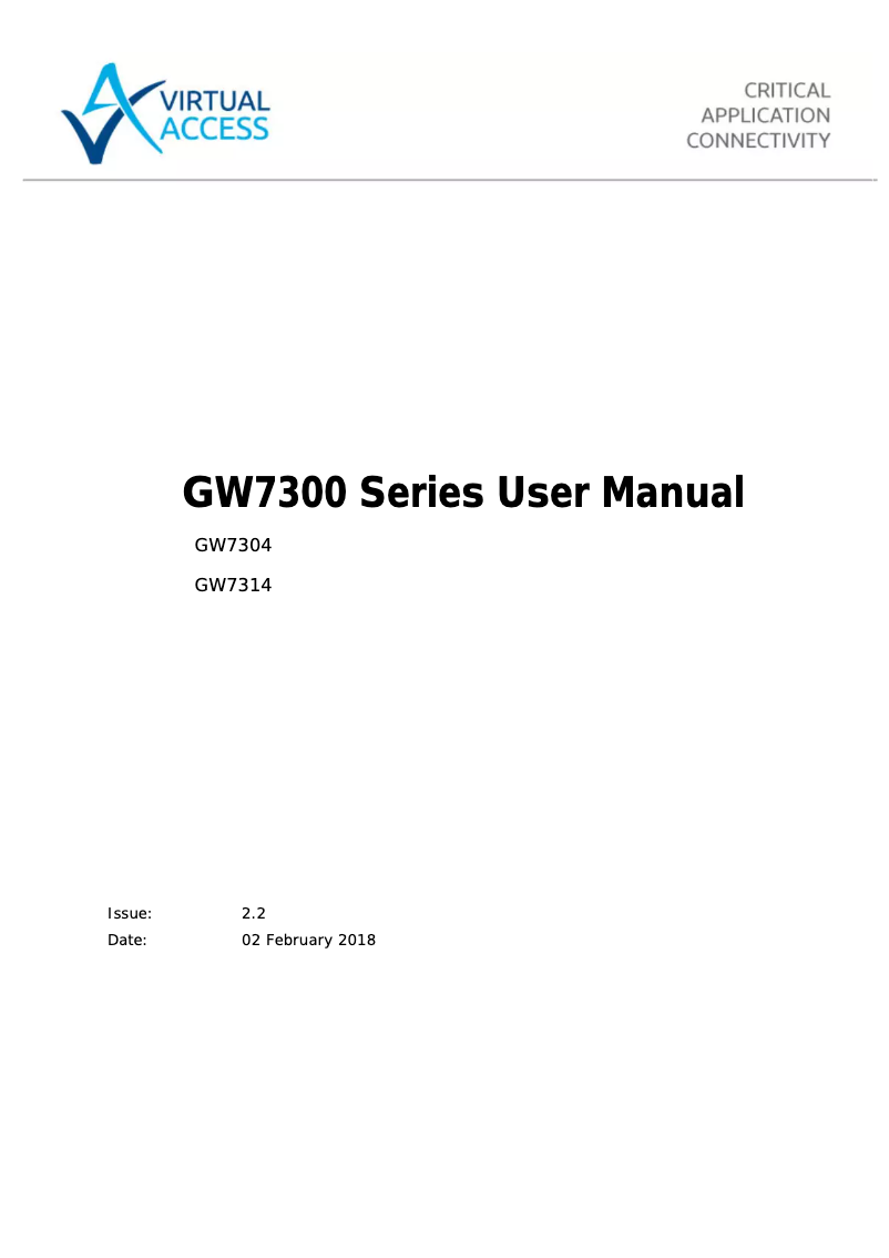 Page 1 de la notice Manuel utilisateur Virtual Access GW7300