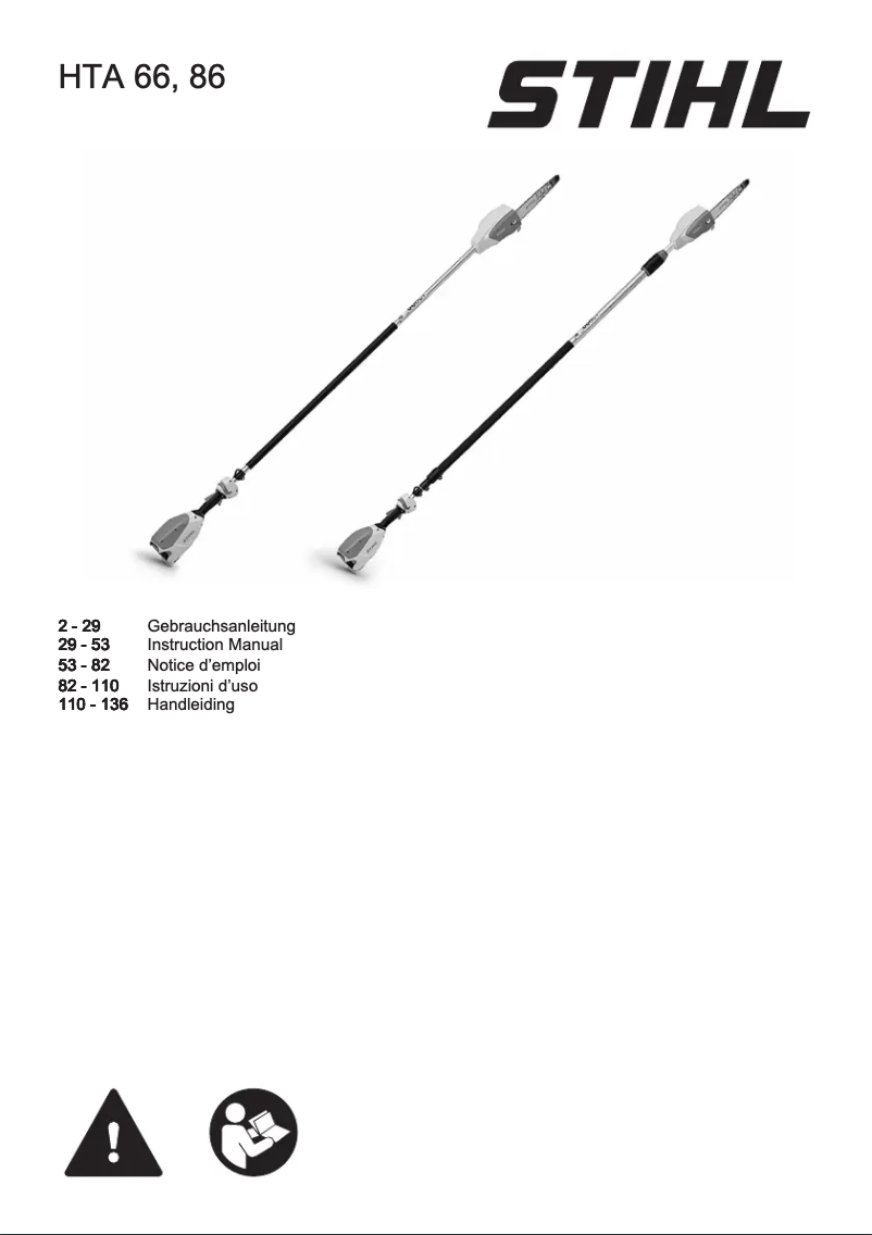 Page 1 de la notice Manuel utilisateur Stihl HTA 86