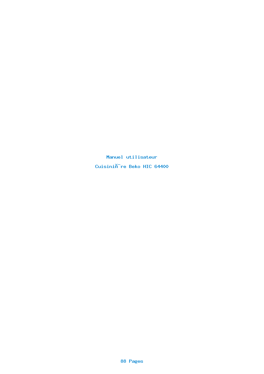 Page 1 de la notice Manuel utilisateur Beko HIC 64400