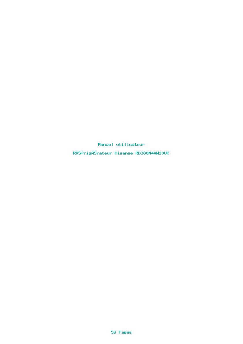 Page 1 de la notice Manuel utilisateur Hisense RB388N4AW10UK