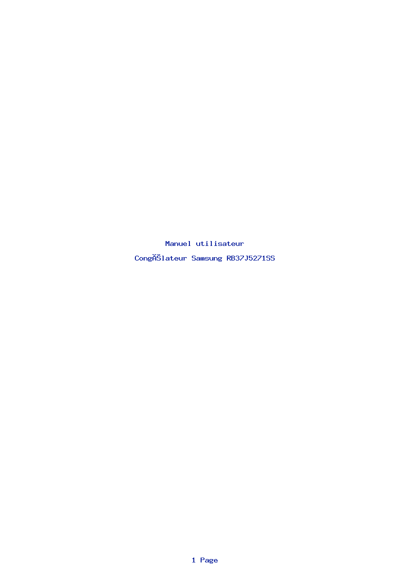 Page 1 de la notice Manuel utilisateur Samsung RB37J5271SS