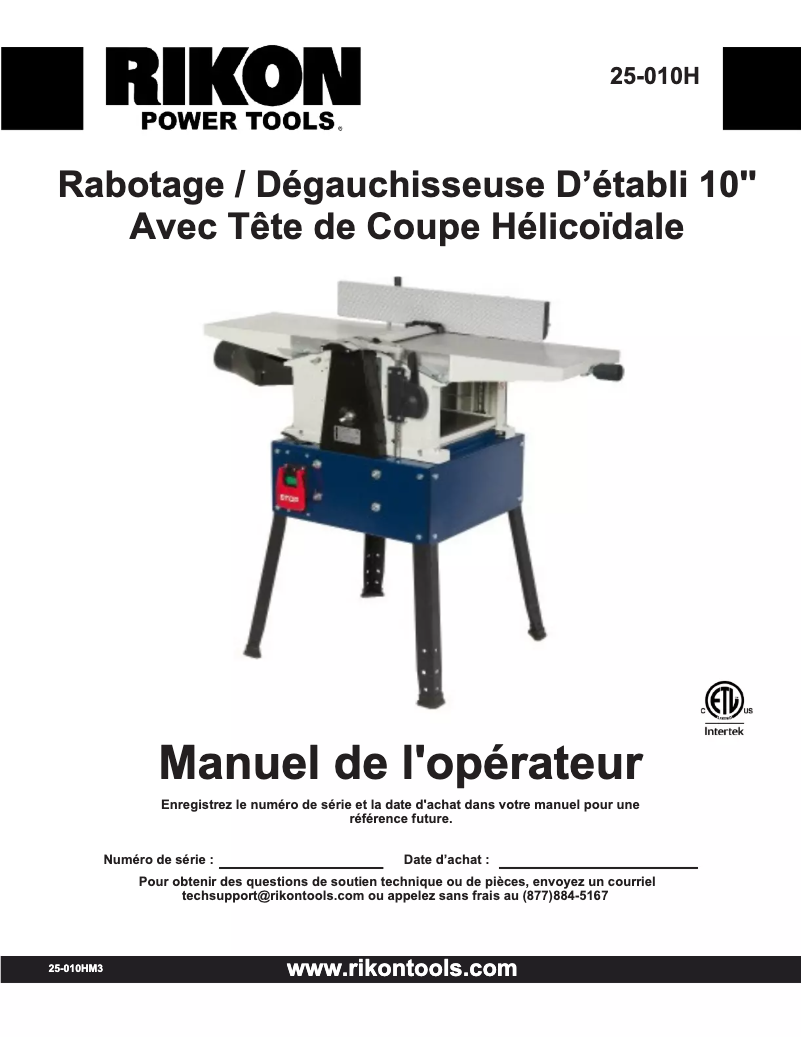 Page 1 de la notice Manuel utilisateur RIKON 25-010H