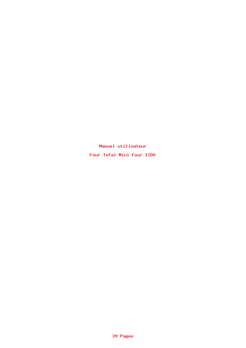 Page 1 de la notice Manuel utilisateur Tefal Mini Four 1200