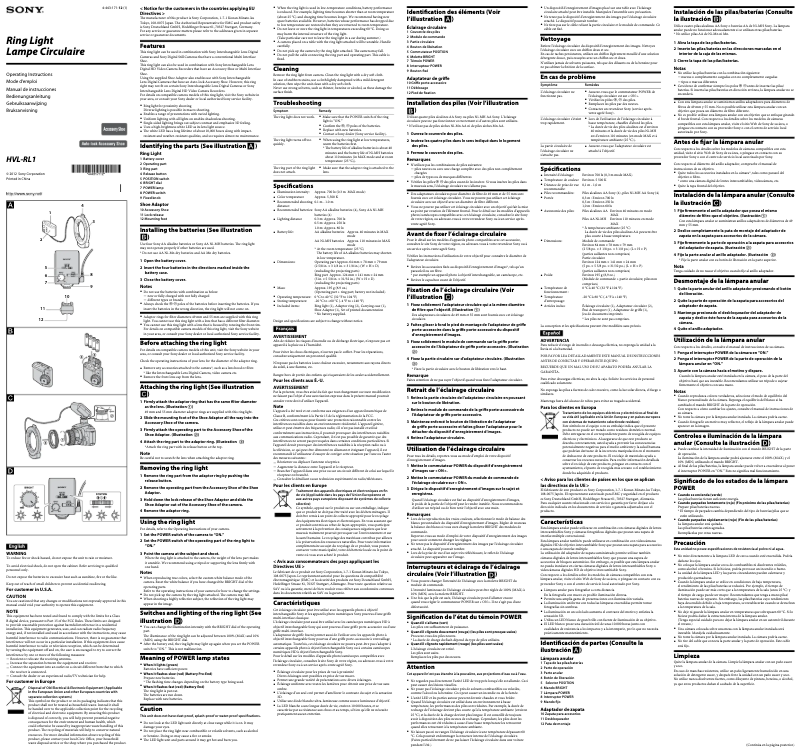 Page 1 of the manual User Manual Sony HVL-RL1