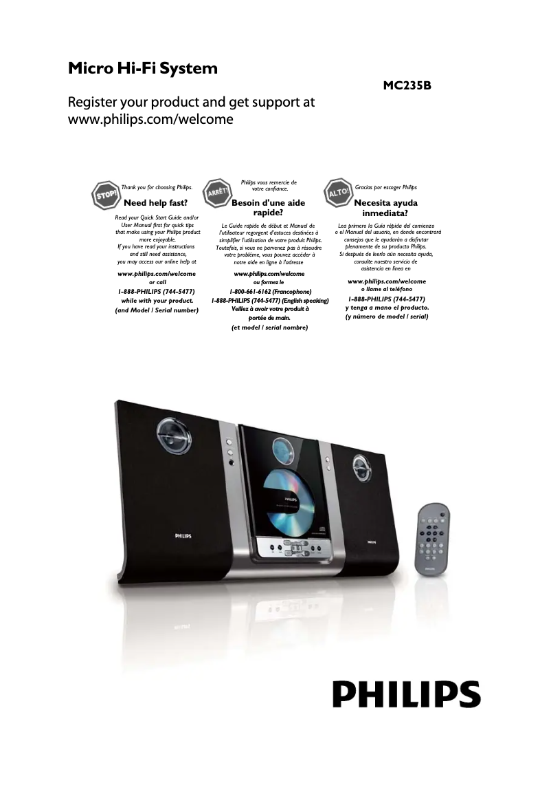 Page 1 de la notice Manuel utilisateur Philips MC235B