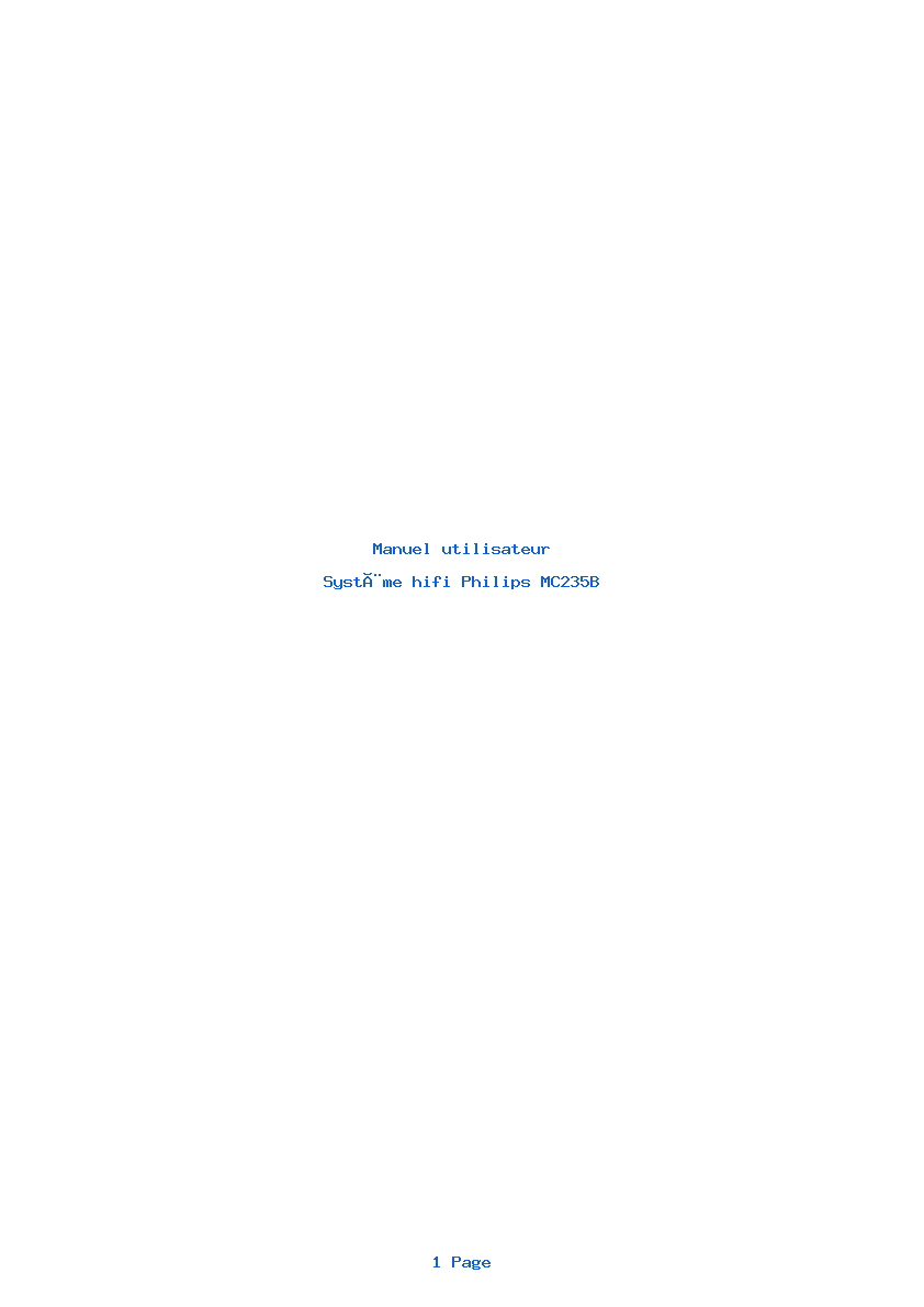 Page 1 de la notice Manuel utilisateur Philips MC235B
