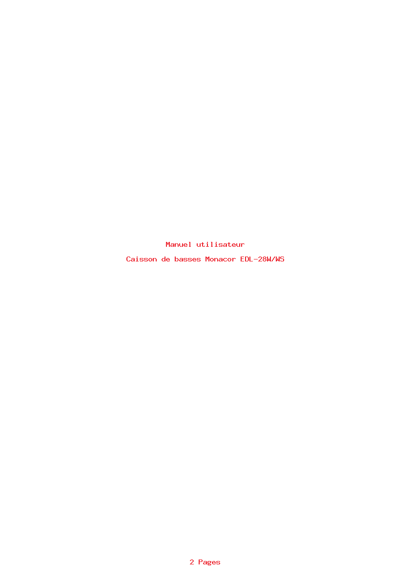 Page 1 de la notice Manuel utilisateur Monacor EDL-28W/WS